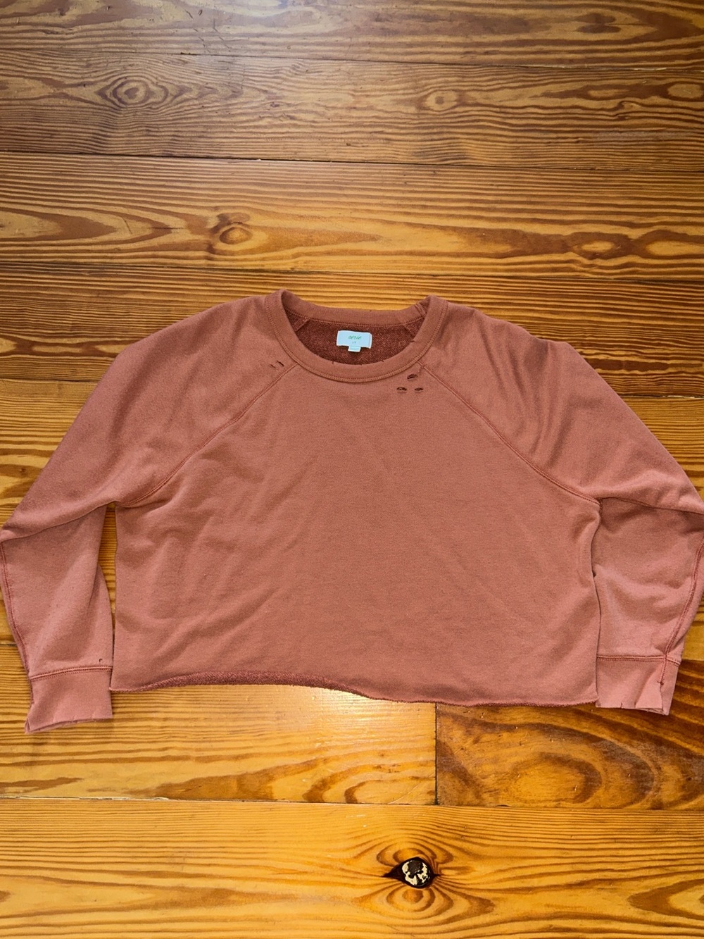 Aerie Cropped Distressed crewneck